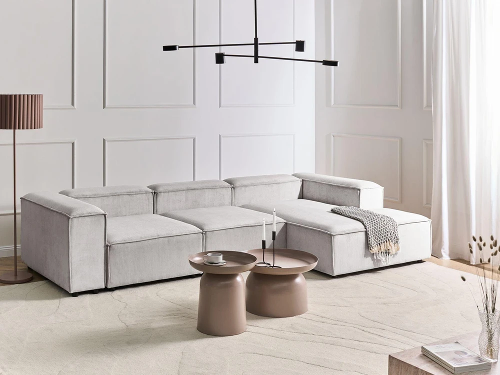Beliani Keturvietė modulinė kampinė sofa ARDAL, kairinė, kreminė balta, velvetas