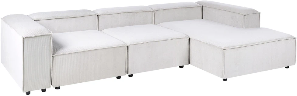 Beliani Keturvietė modulinė kampinė sofa ARDAL, kairinė, kreminė balta, velvetas