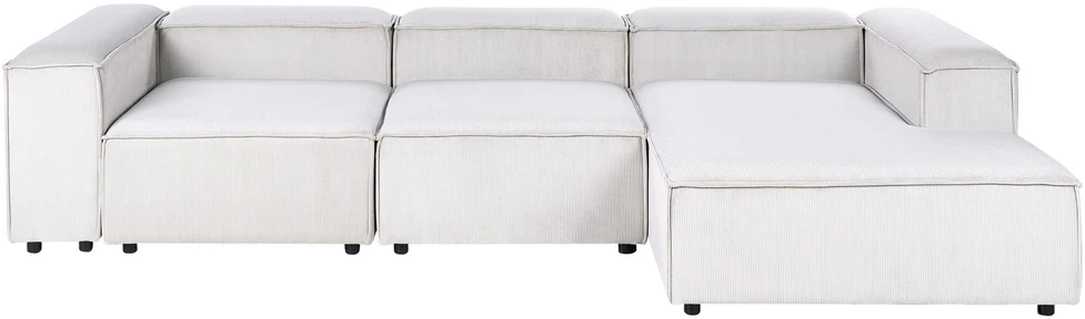 Beliani Keturvietė modulinė kampinė sofa ARDAL, kairinė, kreminė balta, velvetas