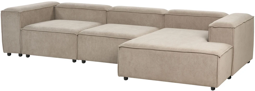 Beliani Keturvietė modulinė kampinė sofa ARDAL, kairinė, šviesiai ruda, velvetas