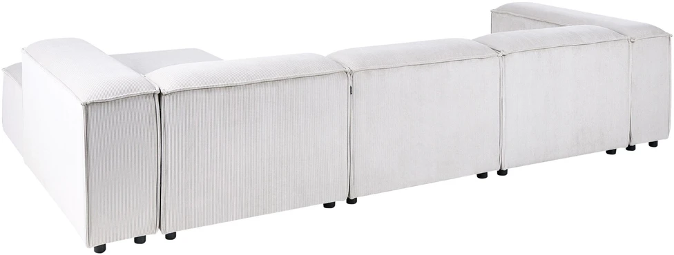 Beliani Keturvietė modulinė kampinė sofa ARDAL, kairinė, kreminė balta, velvetas