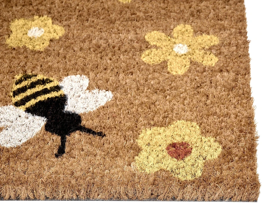 Beliani KIGALIK durų kilimėlis natūralus 50 x 80 cm bitė gėlė kokoso pluoštas