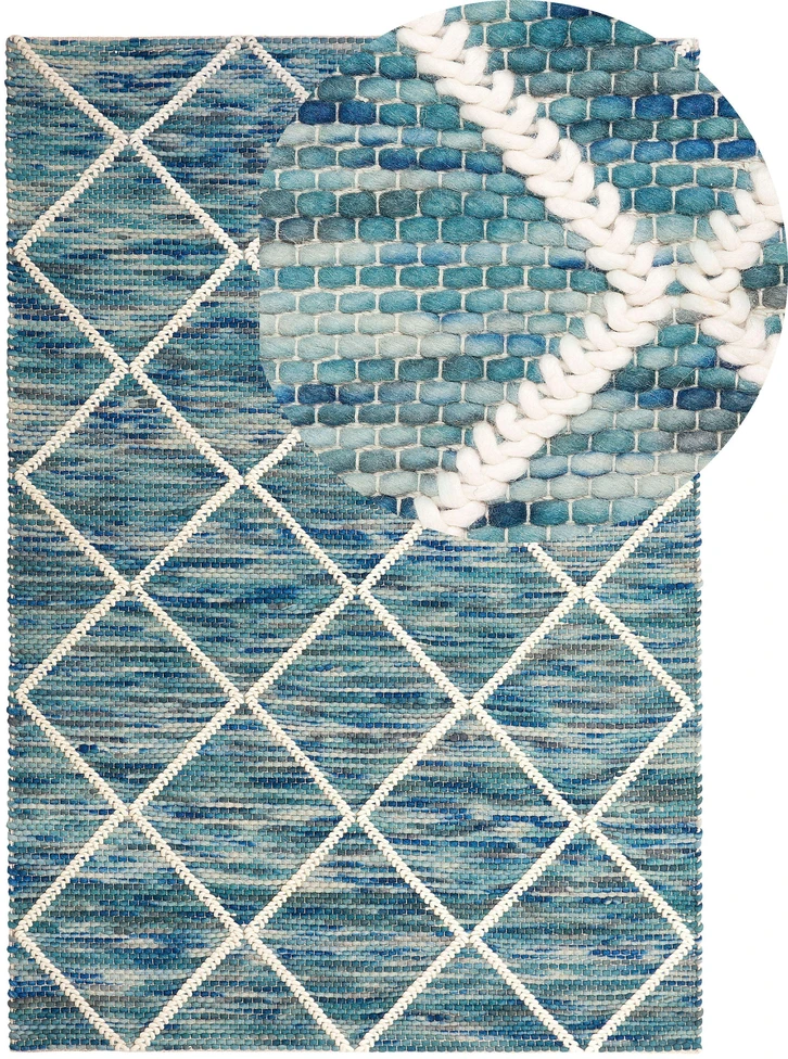 Beliani Kilim BELENLI melsvas, 140 x 200 cm, vilna