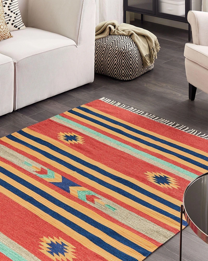 Beliani Kilim kilimas HATIS spalvotas 140 x 200 cm medvilninis