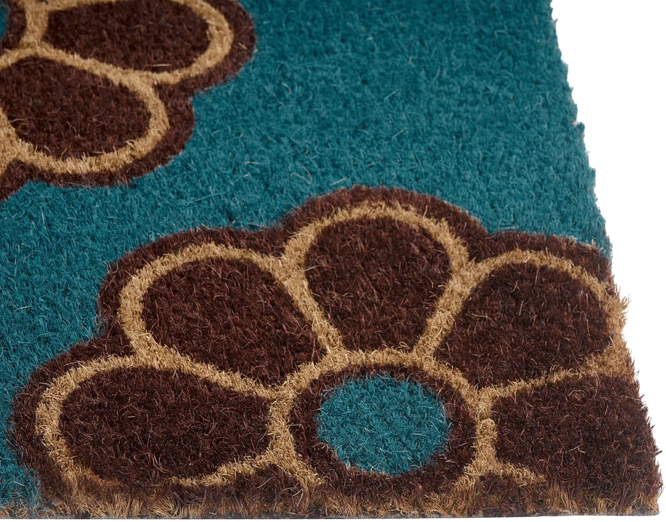 Beliani KILIM kilimėlis KULIK mėlynas 45 x 75 cm gėlės kokoso pluoštas
