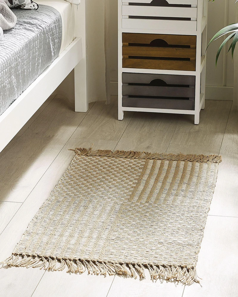 Beliani Kilimas ADABAG smėlio spalvos 50 x 80 cm džiutas