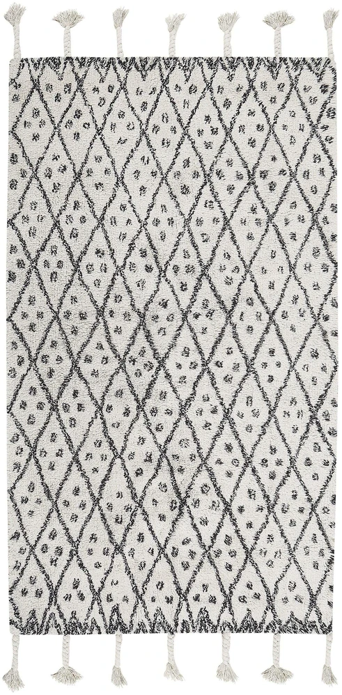Beliani Kilimas AGADIR, balta ir juoda 80 x 150 cm, medvilninis