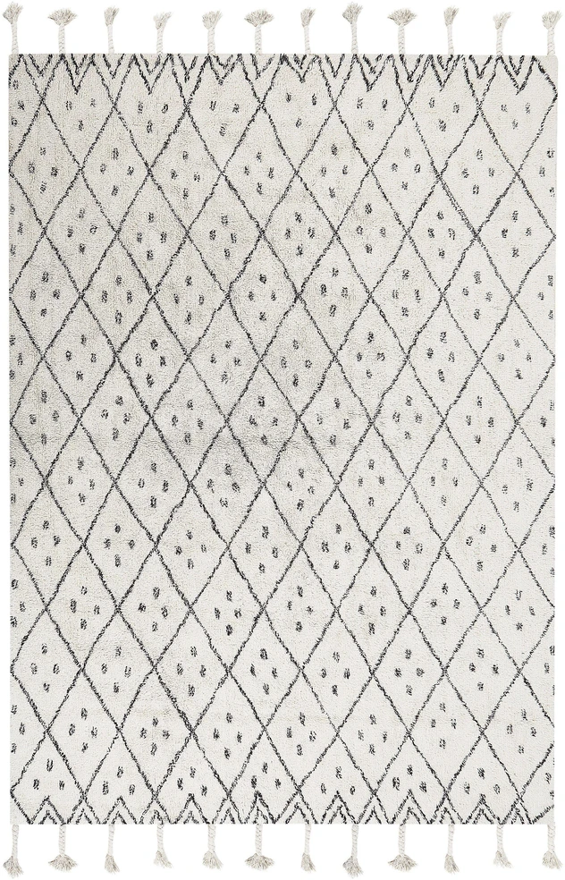 Beliani Kilimas AGADIR kreminės baltos spalvos 140 x 200 cm medvilninis