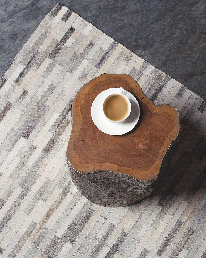 Beliani Kilimas AHILLI pilkas 140 x 200 cm natūrali oda