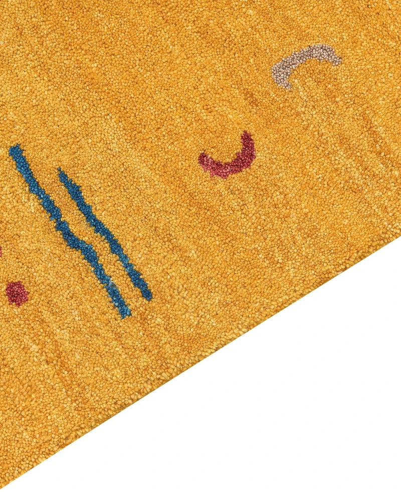 Beliani Kilimas AKALAN, geltonas, 160 x 230 cm, Gabbeh, vilna