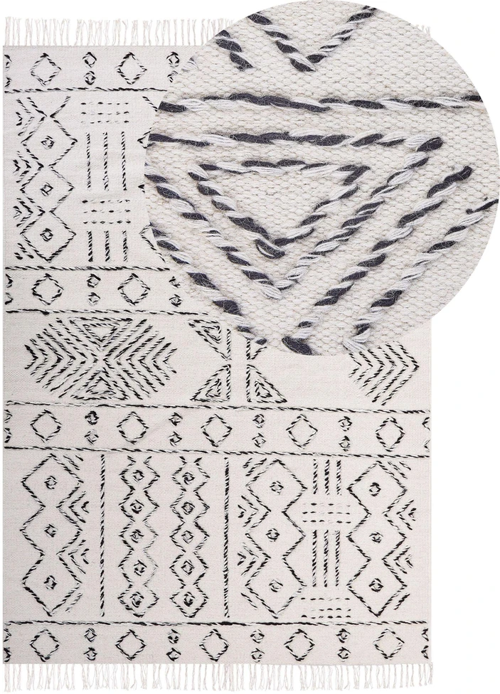 Beliani Kilimas ALKENT, baltas, 140 × 200 cm, vilna