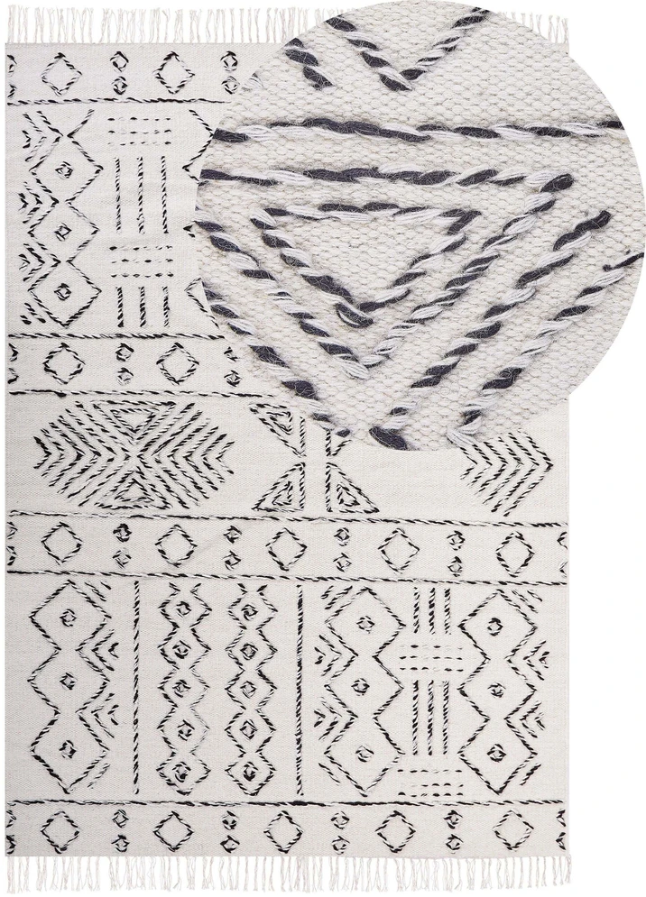 Beliani Kilimas ALKENT baltas 160 x 230 cm vilnos