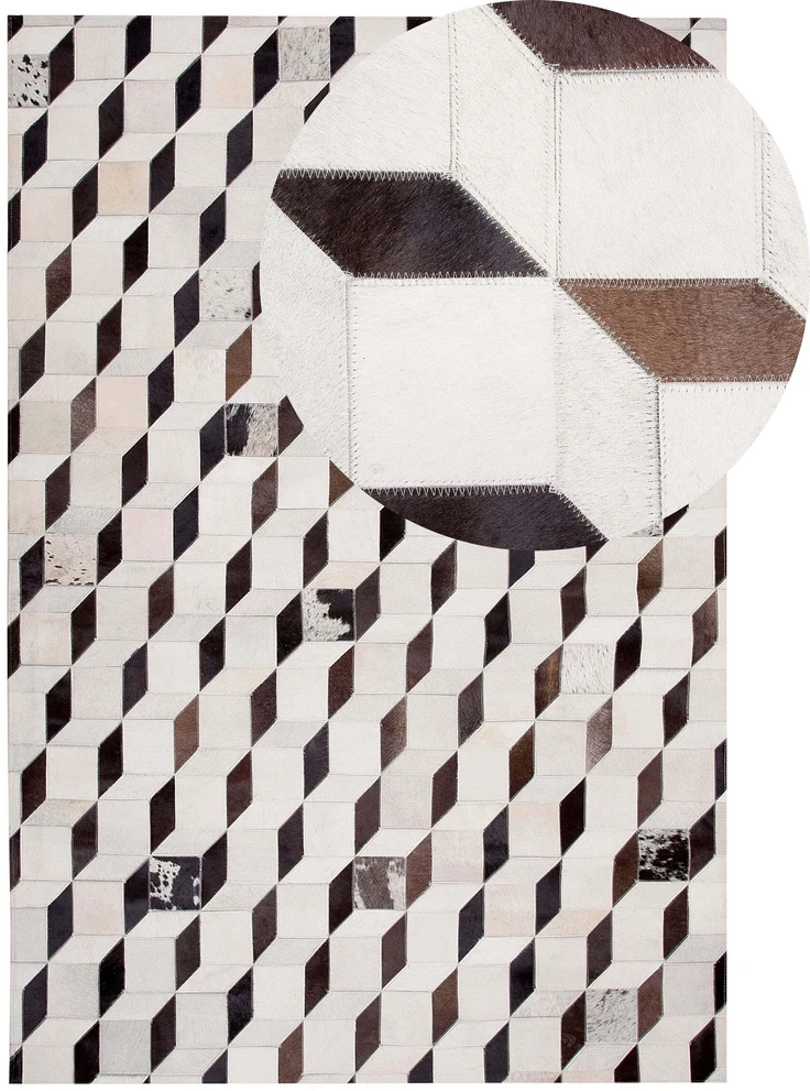 Beliani Kilimas ALPKOY baltos spalvos 140 x 200 cm iš natūralios odos
