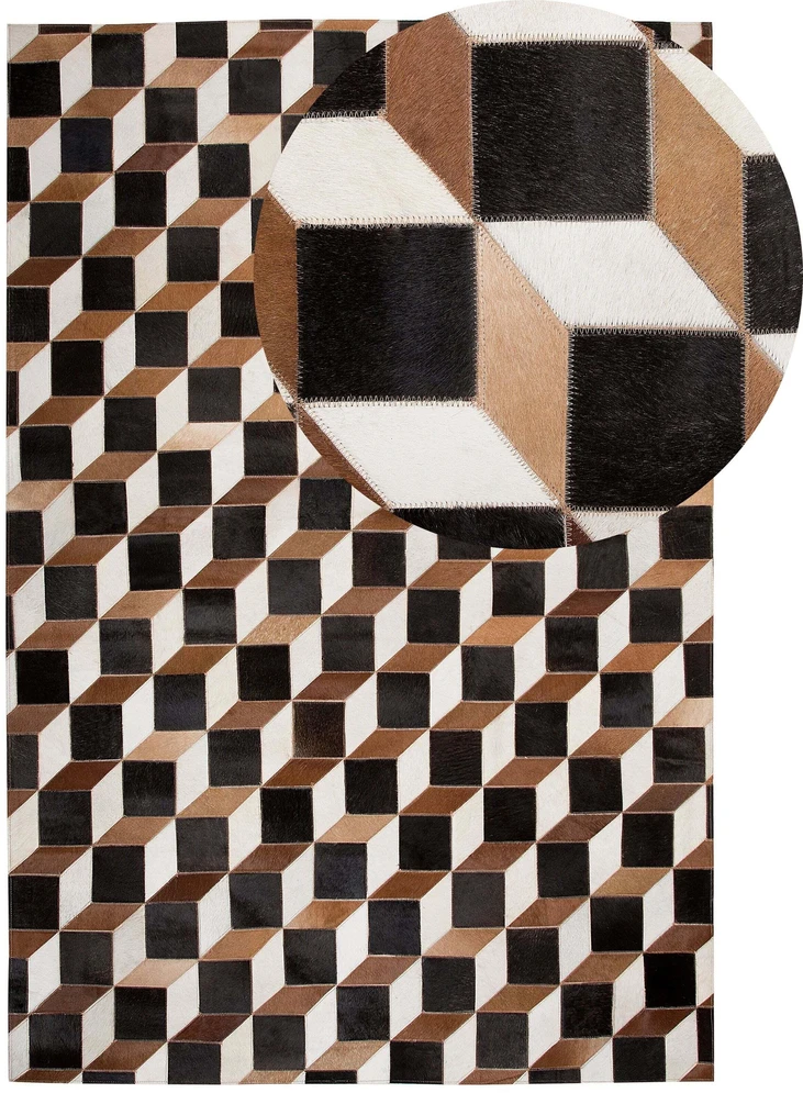 Beliani Kilimas ALPKOY Rudo spalvos 140 x 200 cm Natūrali oda