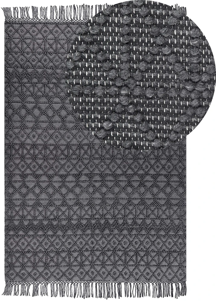 Beliani Kilimas ALUCRA Juodas 160 x 230 cm Vilna