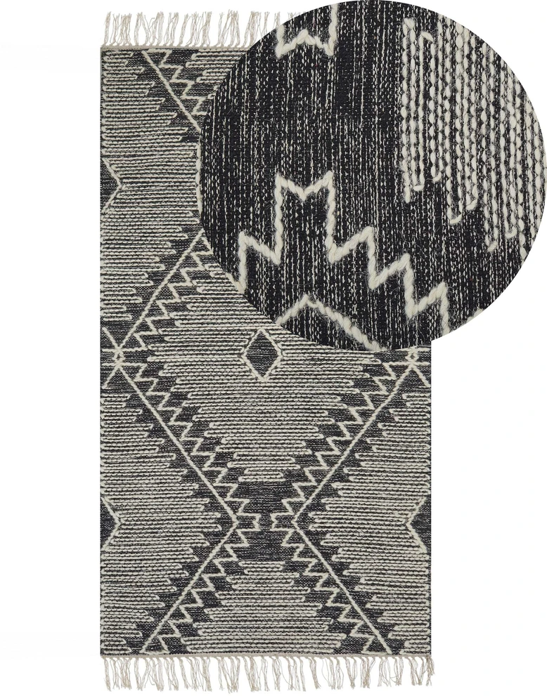 Beliani Kilimas ARBAA juodas 80 x 150 cm medvilninis