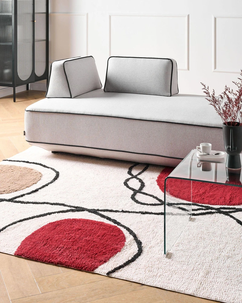Beliani Kilimas BOLAT smėlio spalvos 160 x 230 cm medvilninis