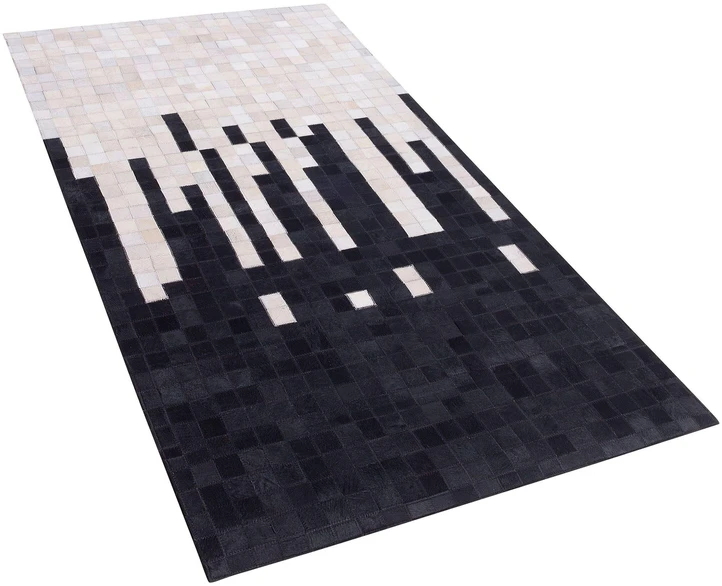Beliani Kilimas BOLU juodas 80 x 150 cm natūrali oda