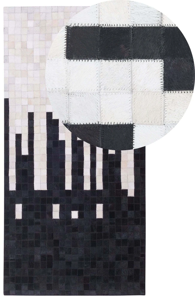 Beliani Kilimas BOLU juodas 80 x 150 cm natūrali oda