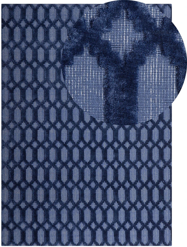 Beliani Kilimas CIZRE tamsiai mėlynas 160 x 230 cm viskozė