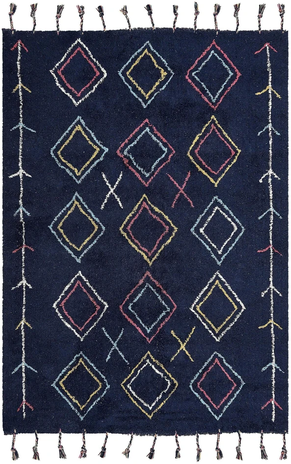 Beliani Kilimas CORUM juodas 140 x 200 cm medvilninis