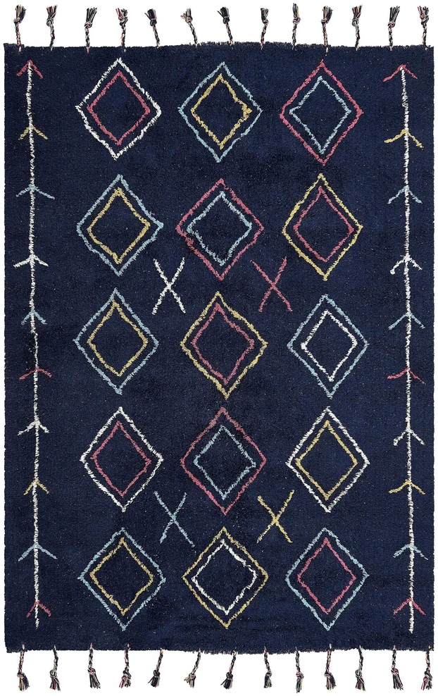 Beliani Kilimas CORUM juodas 160 x 230 cm medvilninis