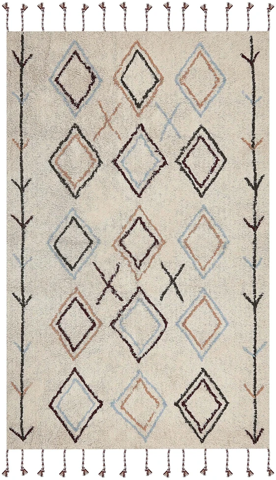 Beliani Kilimas CORUM smėlio spalvos 160 x 230 cm medvilninis