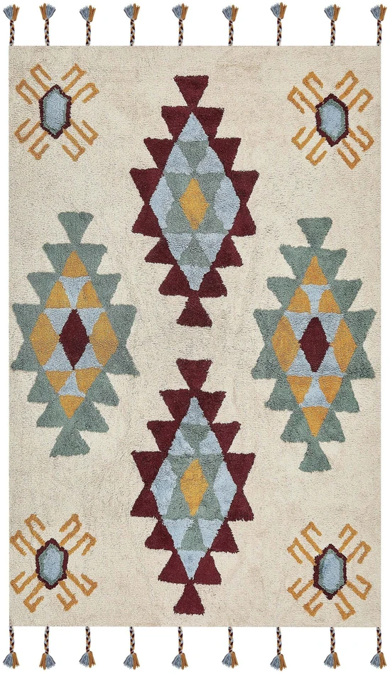 Beliani Kilimas DUZCE smėlio spalvos 140 x 200 cm medvilninis