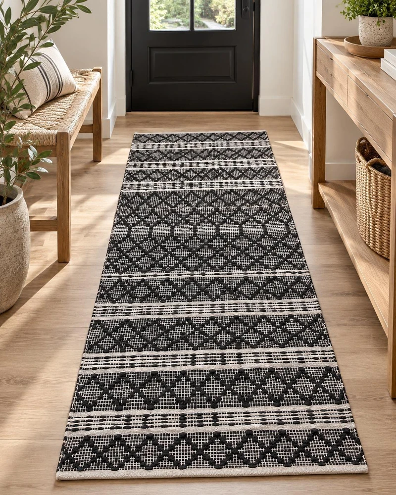 Beliani Kilimas FEHIMLI juodas 80 x 150 cm natūrali oda
