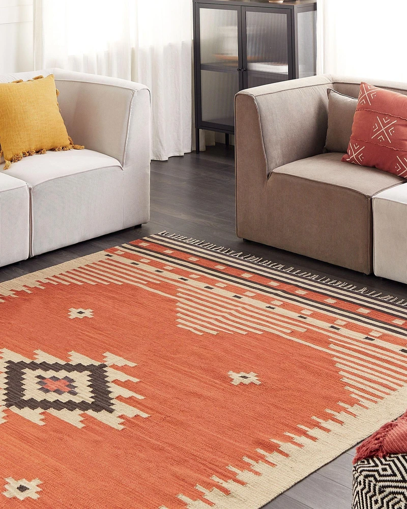 Beliani Kilimas GAVAR oranžinis 200 x 300 cm medvilninis kilimas