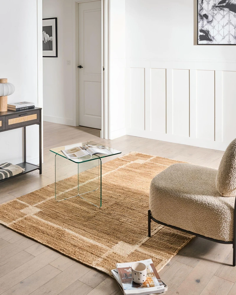 Beliani Kilimas GONDIA šviesiai smėlio spalvos 160 x 230 cm džiutas
