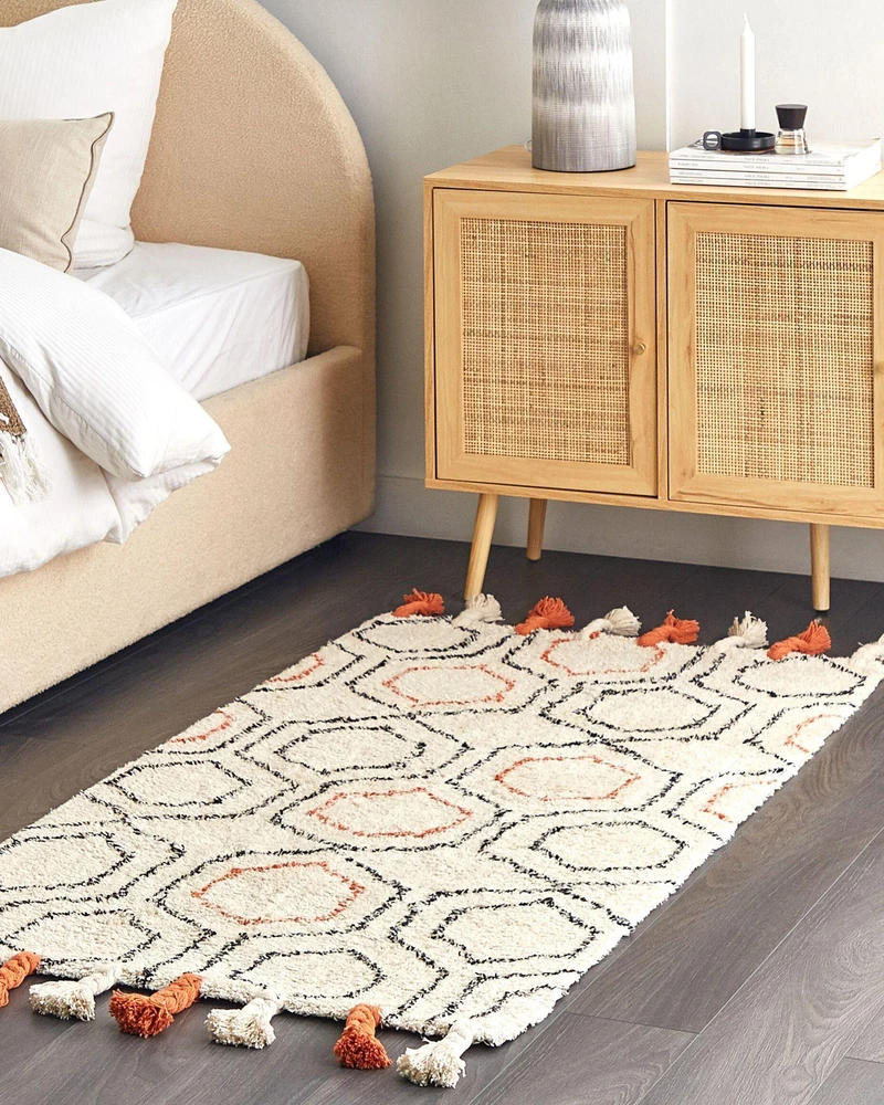 Beliani Kilimas HAJIPUR smėlio spalvos 80 x 150 cm medvilninis