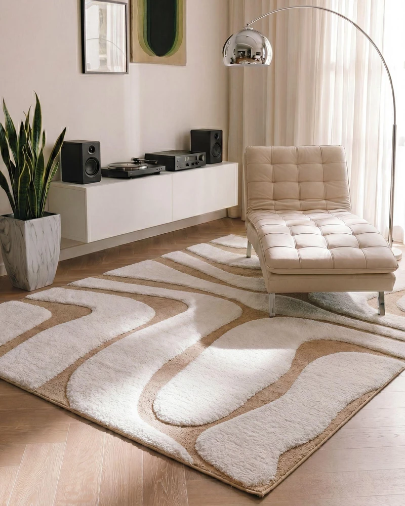Beliani Kilimas HARTZ smėlio/baltos spalvos 160 x 230 cm