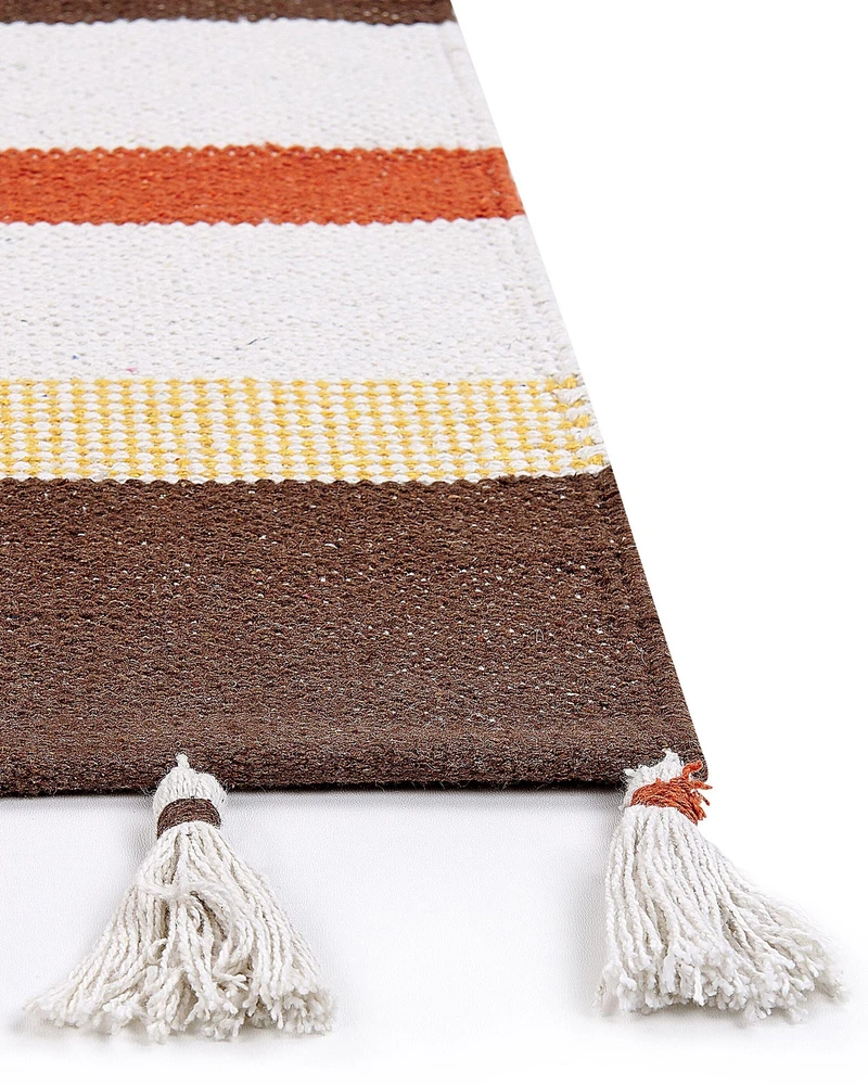 Beliani Kilimas HISARLI 140 x 200 cm rudas medvilninis