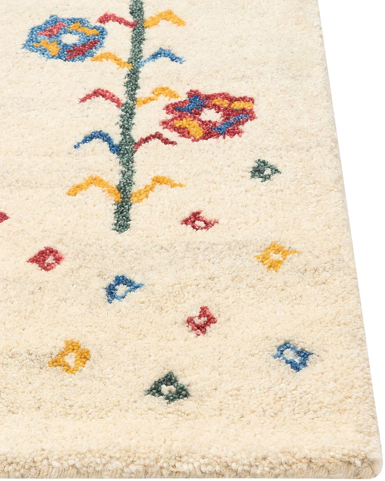 Beliani Kilimas HUSUNLU smėlio spalvos 80 x 150 cm vilnonis Gabbeh