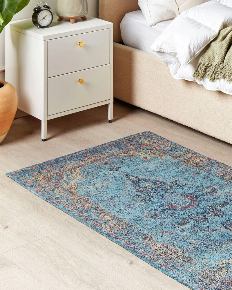 Beliani Kilimas KANSU mėlynas 160 x 230 cm medvilninis
