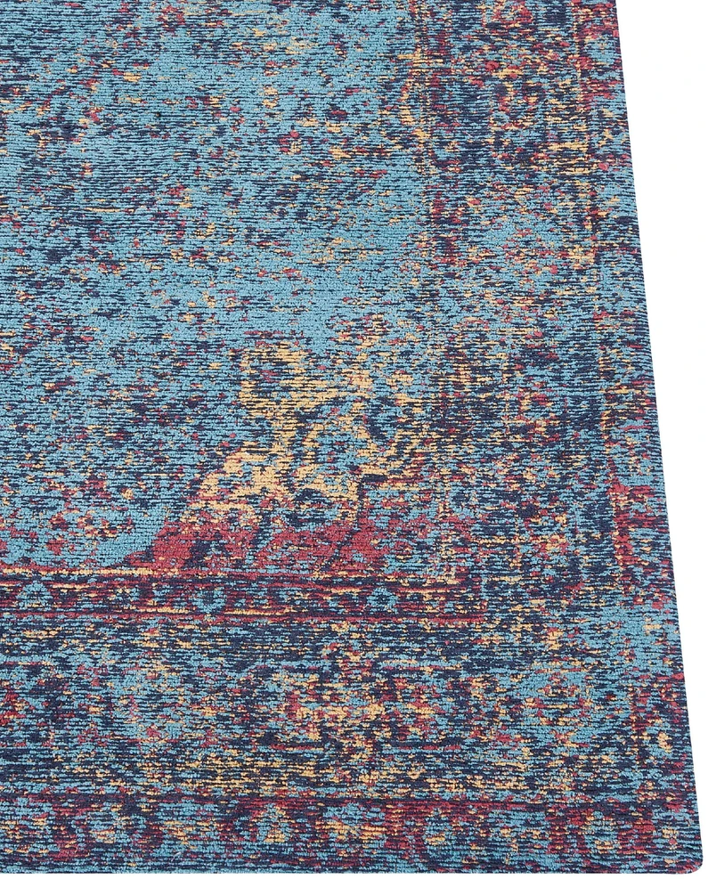 Beliani Kilimas KANSU, mėlynas, 200 x 300 cm, medvilninis