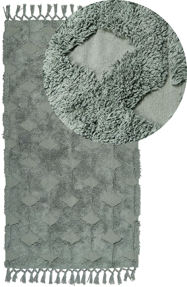 Beliani Kilimas KARS žalias 80 x 150 cm medvilninis