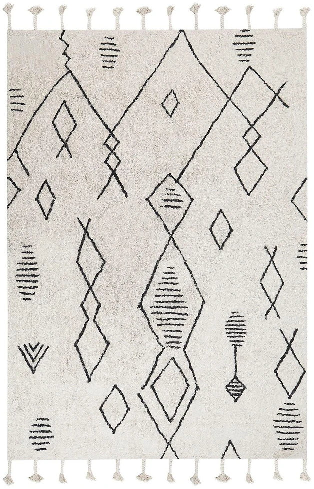 Beliani Kilimas KEBIR balkšva spalva 140 x 200 cm Medvilnė