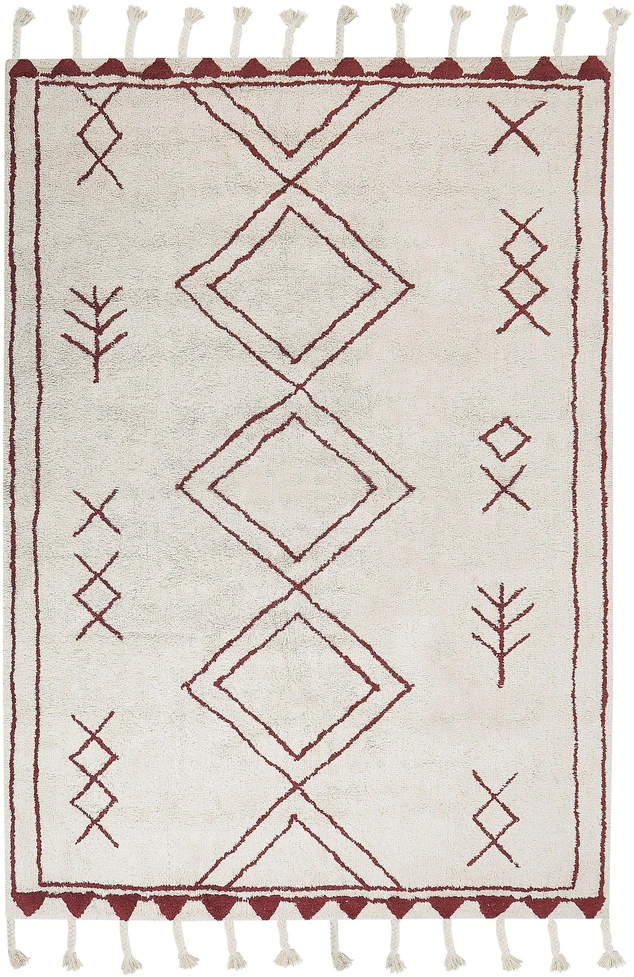 Beliani Kilimas KENITRA kreminės baltos spalvos 160 x 230 cm medvilninis