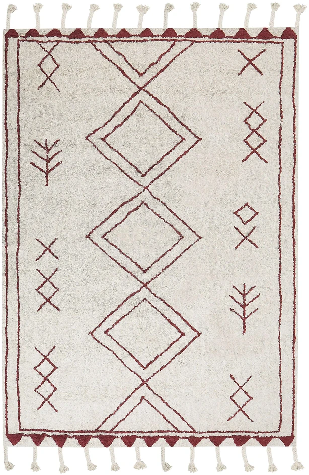 Beliani Kilimas KENITRA kreminės baltos spalvos 140 x 200 cm Medvilnė