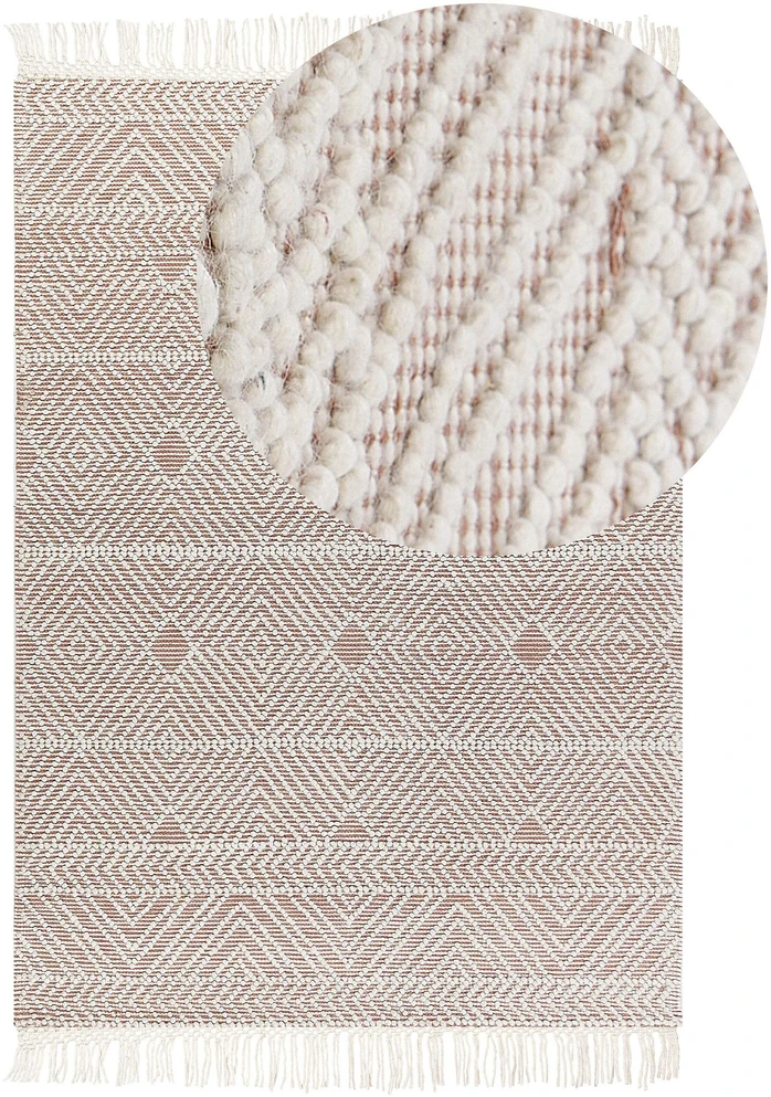 Beliani Kilimas KESTEL rudas smėlio spalvos 160 x 230 cm vilnonis