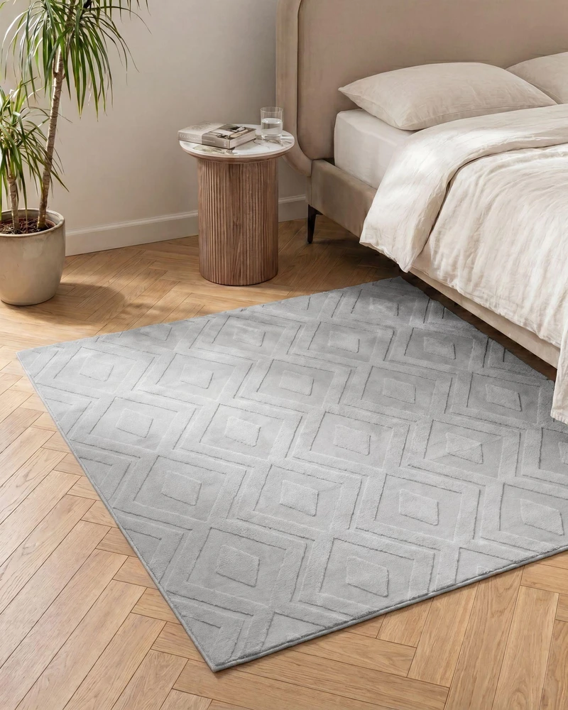 Beliani Kilimas KEVIREL pilkas 160 x 160 cm