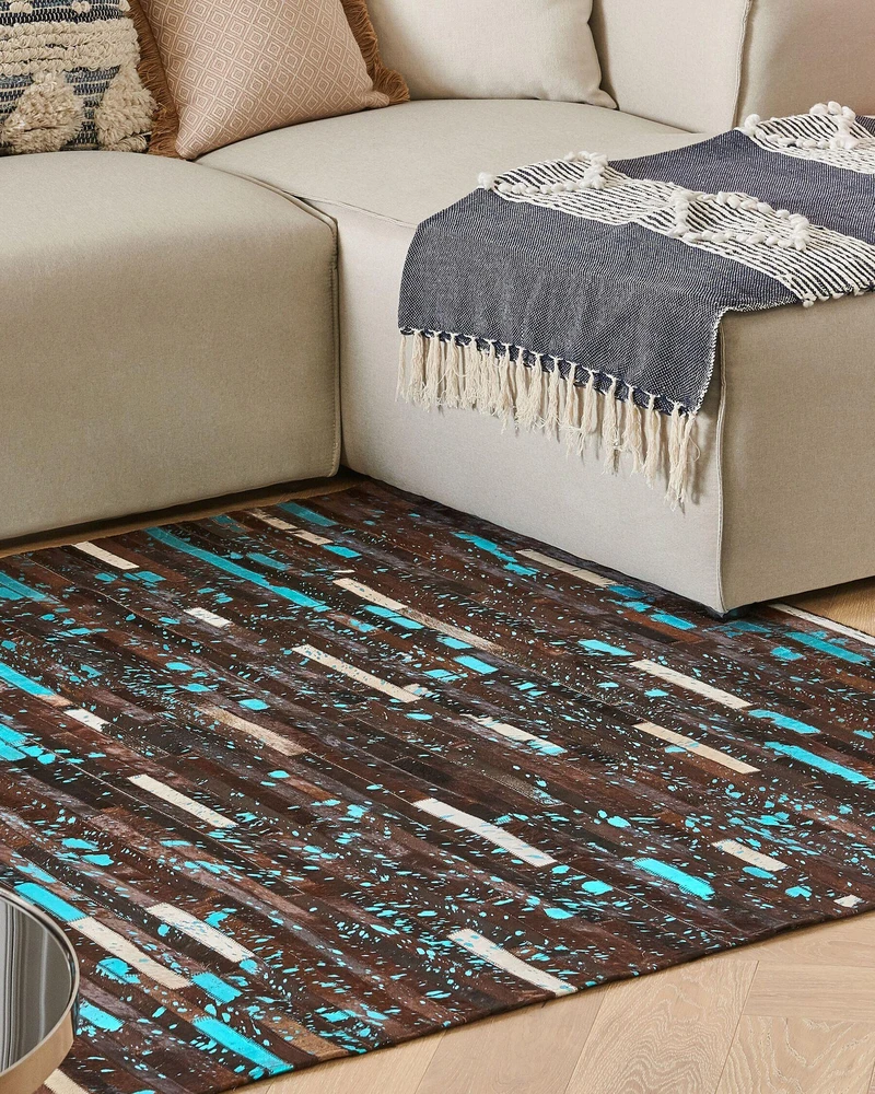 Beliani Kilimas KISIR tamsiai rudas 140 x 200 cm iš natūralios odos
