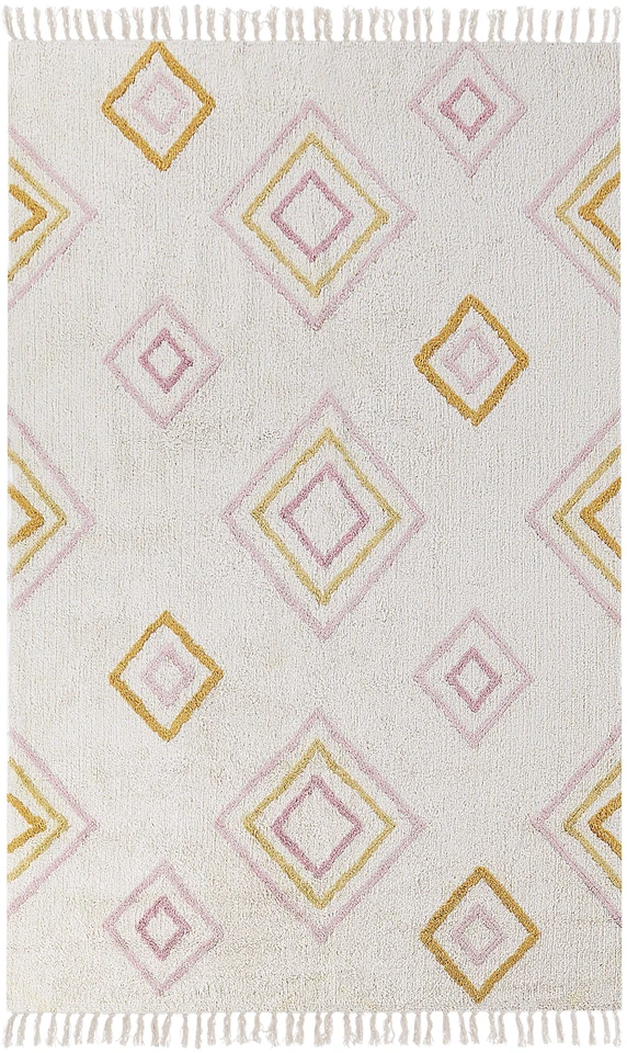 Beliani Kilimas LASHE balta 140 x 200 cm medvilninis