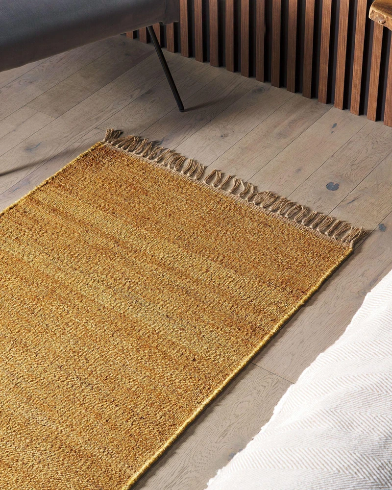 Beliani Kilimas LUNIA Garstyčių spalvos 80 x 150 cm Džiutas