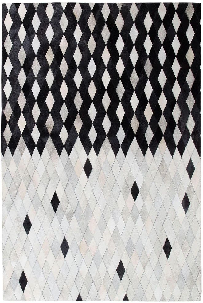 Beliani Kilimas MALDAN, juodas, 140 x 200 cm, natūrali oda