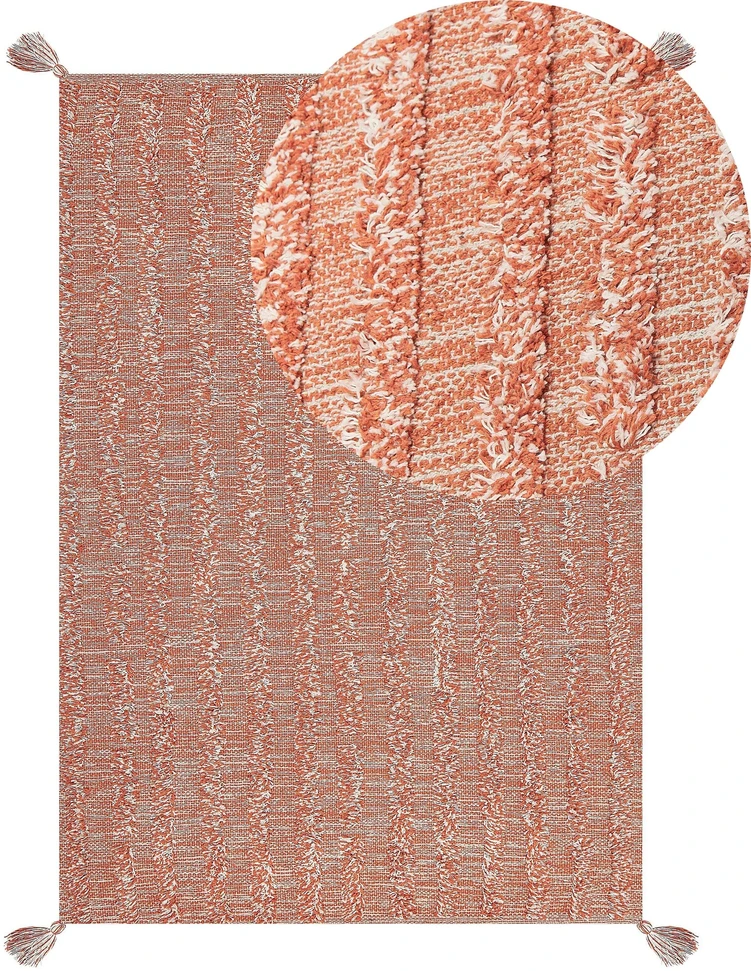 Beliani Kilimas MUGLA oranžinis 140 x 200 cm medvilninis