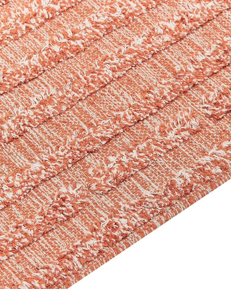 Beliani Kilimas MUGLA oranžinis 80 x 150 cm medvilninis