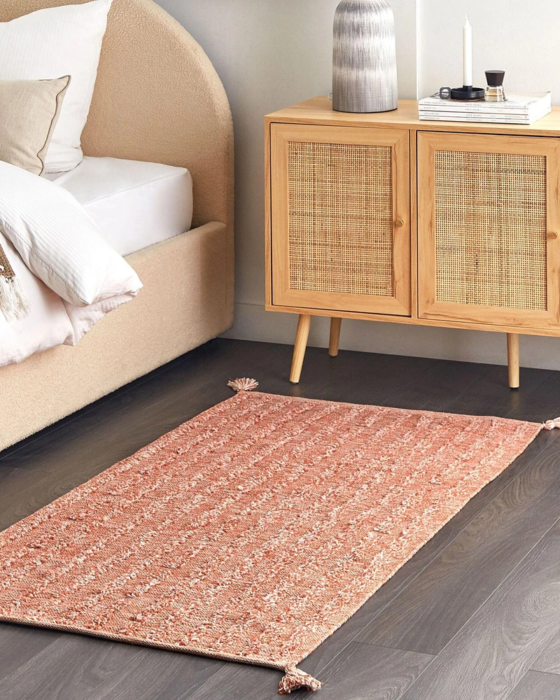 Beliani Kilimas MUGLA oranžinis 80 x 150 cm medvilninis